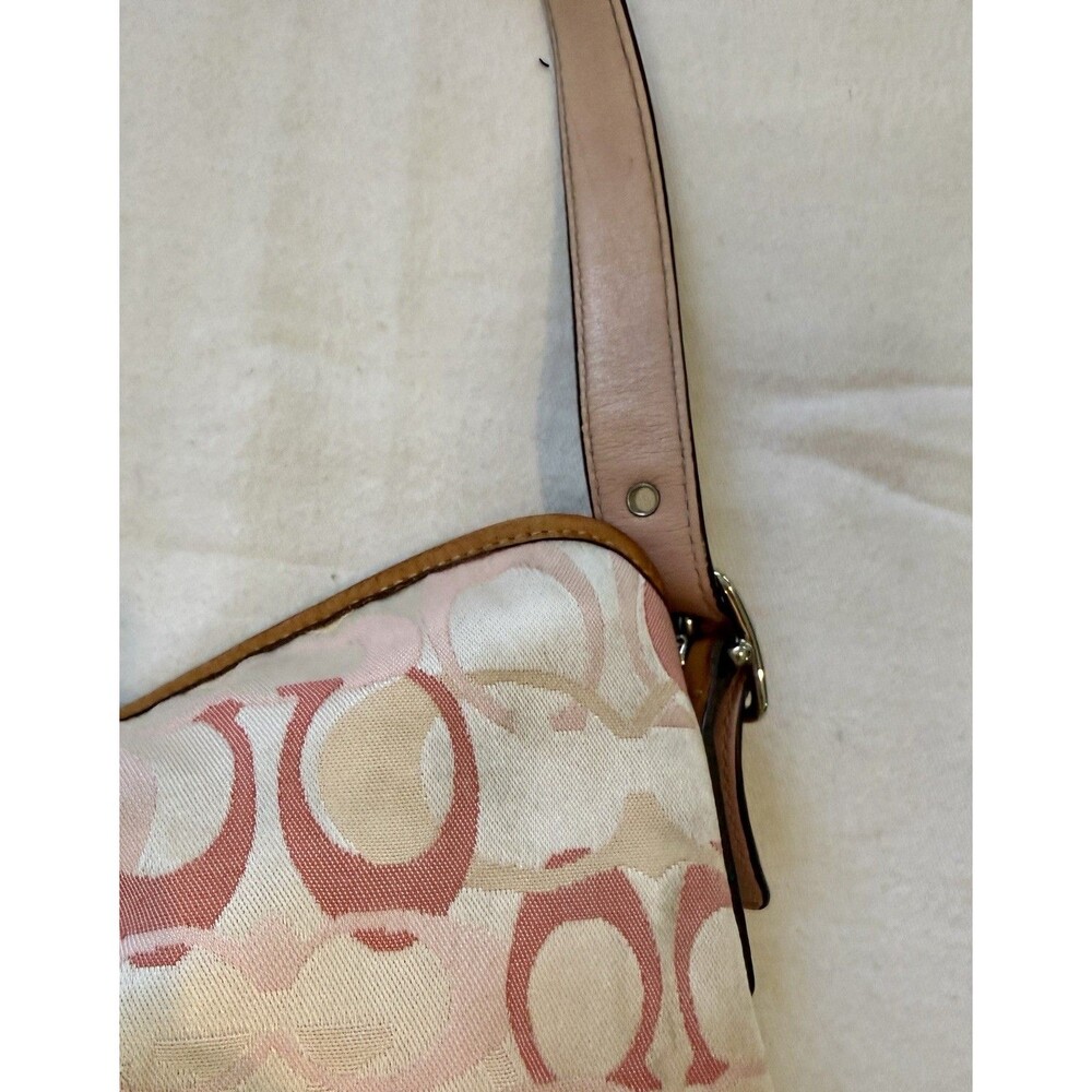 Coach Hamptons Optic Signature Clip Hobo Bag 7028 Pink Pastel Vintage Purse READ - Picture 13 of 16